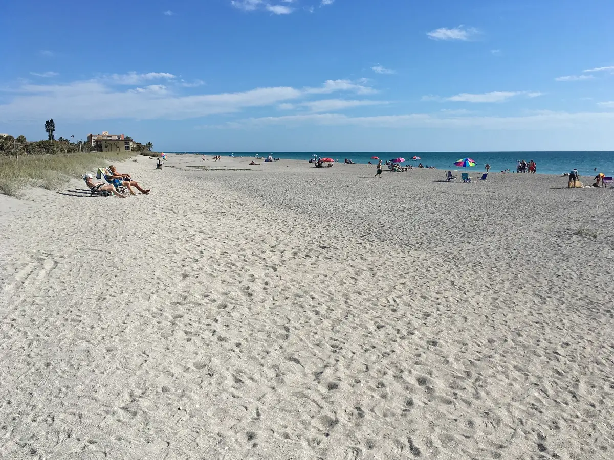 Quiet stretch of Turtle Beach with white sand and dune vegetation